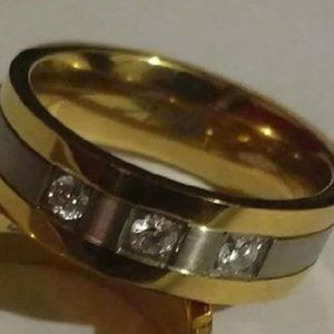 Princess Setting Round CZ's  Men's Steel Ring